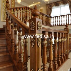 Stylish Brass Wood Staircase Decor Collection No-1479