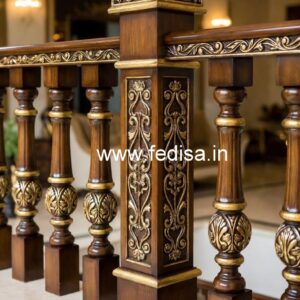 Premium Brass Wood Balcony Fence Design Trends No-1481