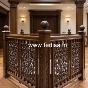 Stylish Brass Wood Balcony Railings with Artistic Finish No-1485