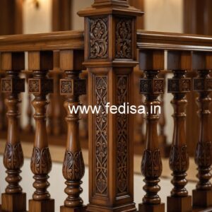 Luxury Brass Wood Staircase Fence with Glass No-1489