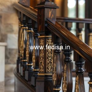 Modern Brass Wood Handrails for Rich Interiors No-1490