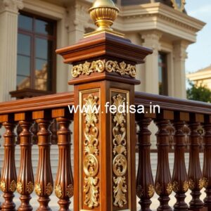 Modern Brass Wood Balcony Safety Fence Inspiration No-1496