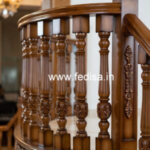 Elegant Brass Wood Staircase Railings No-1505