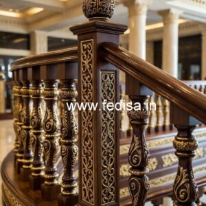 Decorative Brass Wood Railing Design No-1508