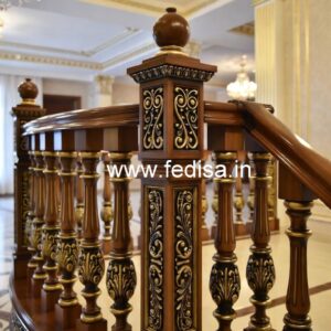 Modern Brass Wood Staircase Design No-1509