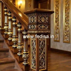 Brass and Wooden Stair Railings for Home No-1512