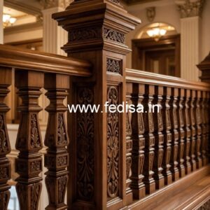 Decorative Brass and Wood Balcony Railings No-1522