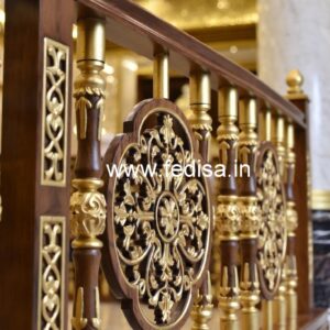 Brass Wood Stair Railings with LED Lights No-1530