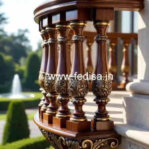Elegant Brass Wood Balcony Handrails No-1534