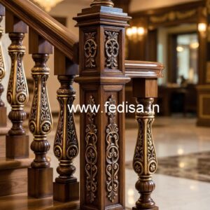 Stylish Brass Wood Balcony Railings No-1538