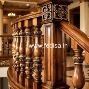 Premium Brass Wood Interior Stair Railings No-1541