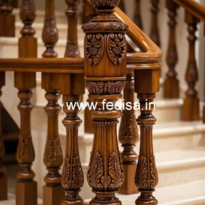 Brass Wood Staircase Design for Duplex Homes No-1561