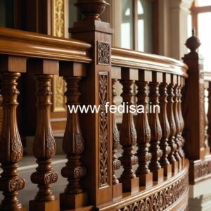 Modern Brass Wood Stair Railings with Glass No-1565