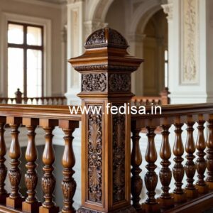 Elegant Brass Wood Staircase Interior Ideas No-1588
