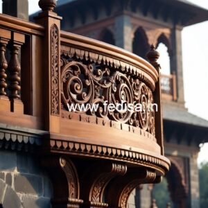 Modern Brass Wood Handrails for Duplex House No-1595