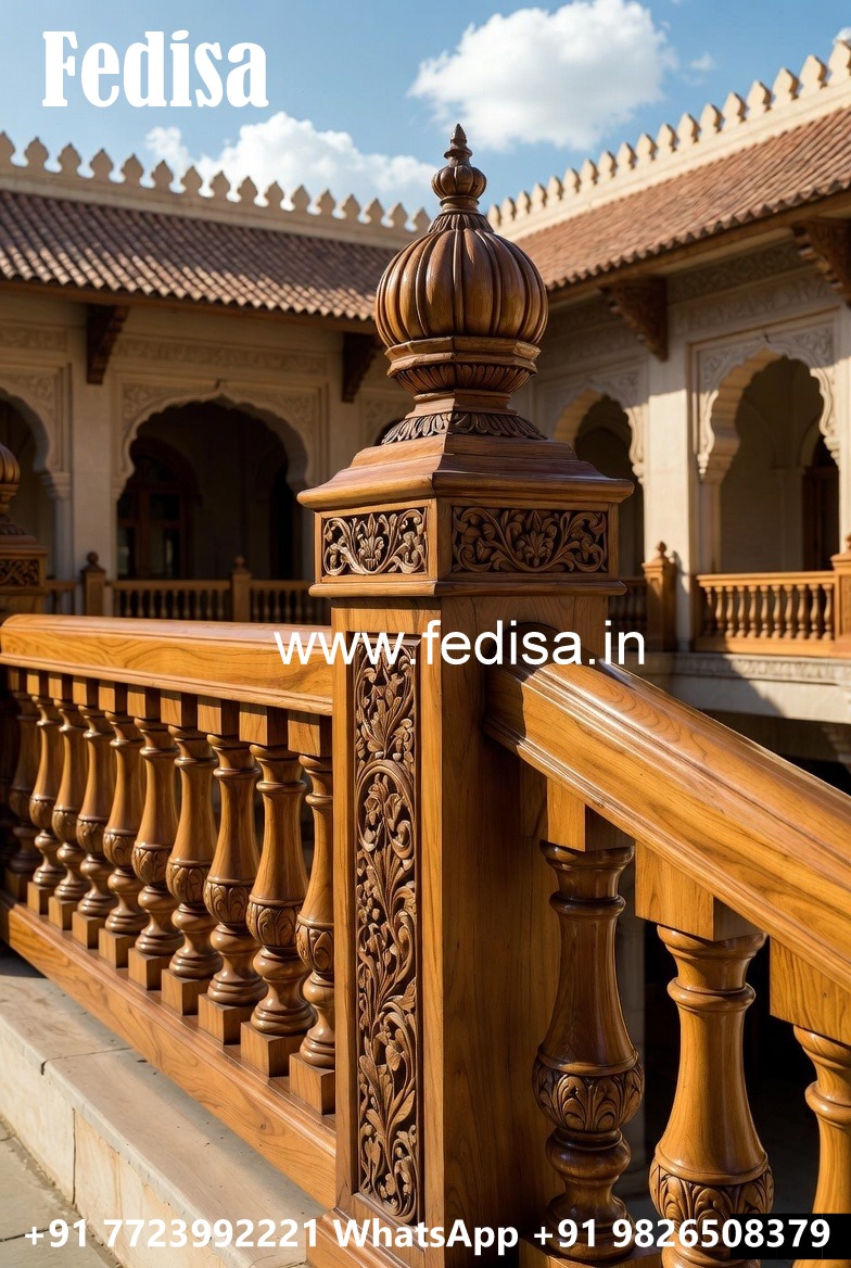 Premium Brass Wood Staircase Handrails No-1612