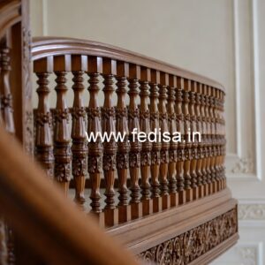 Stylish Brass Wood Fence with Glass Panels No-1618