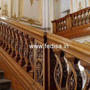 Modern Brass Wood Staircase with Rich Finish No-1621