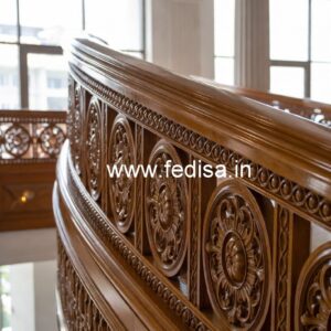 Premium Brass Wood Railings for Modern Villas No-1637