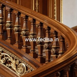 Luxury Brass Wood Handrails with Artistic Design No-1642