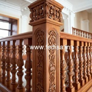 Premium Brass Wood Balcony Railings for Villas No-1648