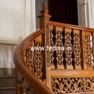 Elegant Brass Wood Balcony Safety Railings No-1676