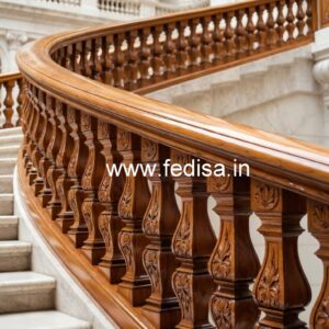 Premium Brass Wood Balcony Railings with Rich Finish No-1681
