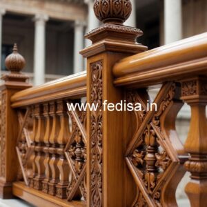 Luxury Brass Wood Balcony Design with Glass No-1685