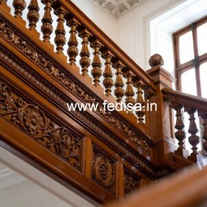 Modern Brass Wood Balcony Handrails with LED Lights No-1688