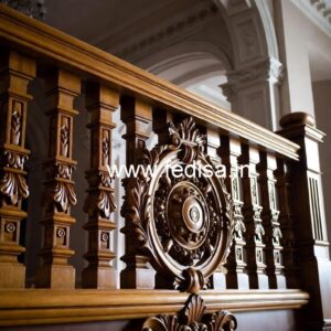 Elegant Brass Wood Railings with Artistic Look No-1699