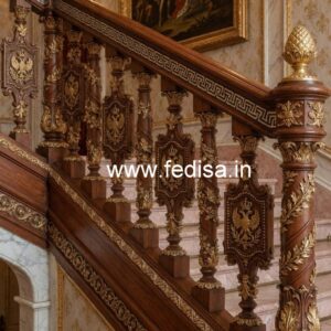 Premium Brass Wood Balcony Fence Trends No-1706