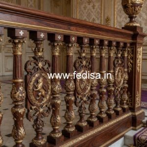 Modern Brass Wood Staircase with Glass Railings No-1707