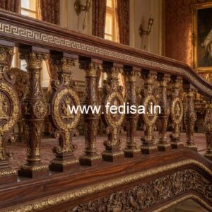 Stylish Brass Wood Balcony Design for Homes No-1713