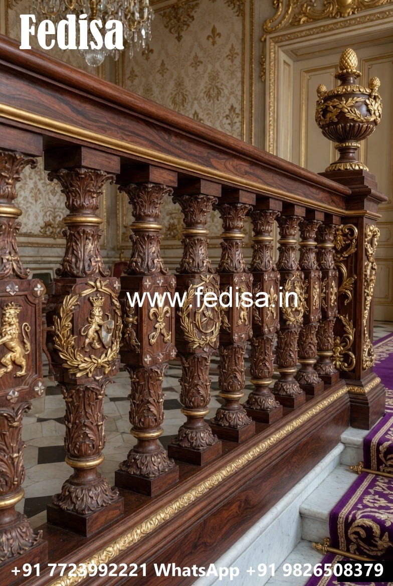 Stylish Brass Wood Handrails with Luxury Finish No-1719
