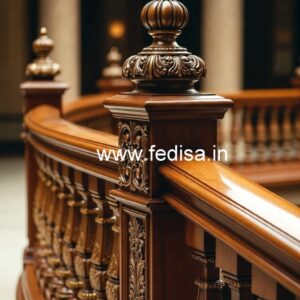 Luxury Brass Wood Staircase Side Railings No-1729