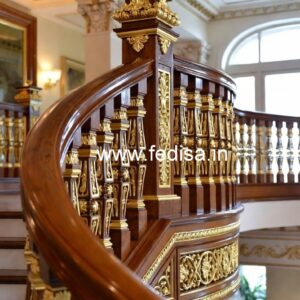 Modern Brass Wood Handrail Design Trends No-1730