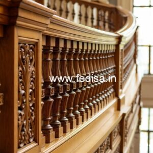 Elegant Brass Wood Railings for Balcony Design No-1744