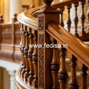 Stylish Brass Wood Balcony Railings with Artistic Finish No-1785