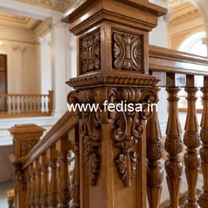 Luxury Brass Wood Staircase Fence with Glass No-1789