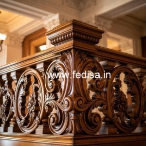 Modern Brass Wood Stair Railing Design No-1802