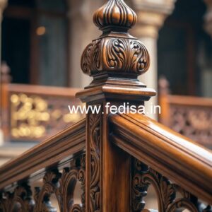 Modern Brass Wood Staircase Design No-1809