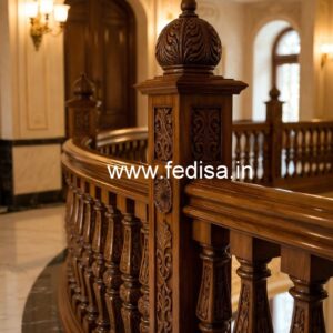 Brass Wood Railing with Glass Panels No-1818
