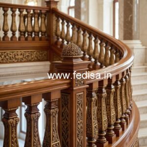 Brass Wood Staircase Banister Design No-1821