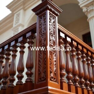 Modern Brass Wood Balcony Design No-1829