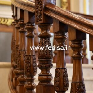 Elegant Brass Wood Balcony Handrails No-1834