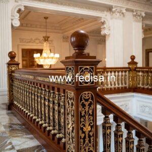 Brass Wood Staircase with Golden Finish No-1835