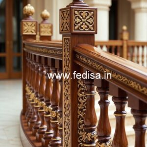 Stylish Brass Wood Balcony Railings No-1838
