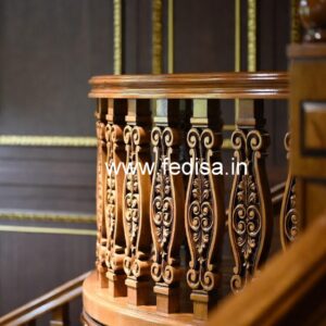 Stylish Brass Wood Railings with Glass No-1844