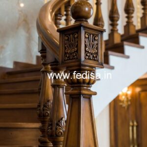 Modern Brass Wood Stair Railings with Glass No-1865