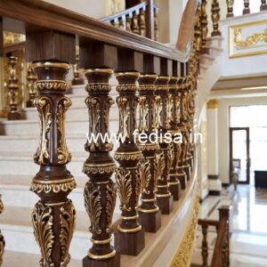 Stylish Brass Wood Balcony Safety Railings No-1869